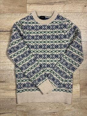 J.Crew Fair Isle Lambswool Wool Sweater Small Fits XS Nordic Winter